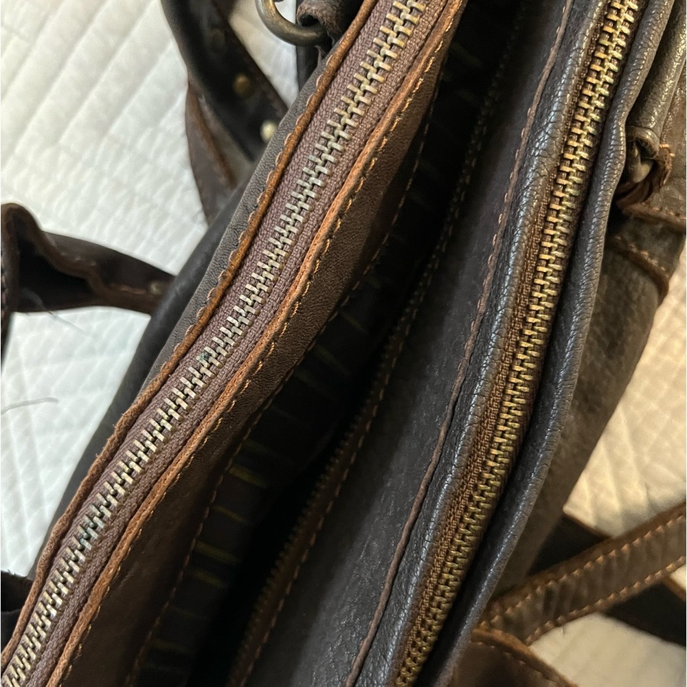ABACO PARIS pebbled leather satchel crossbody bag cargo utility Y2K era - Picture 9 of 17